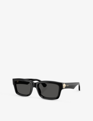 Burberry Womens Black Be4443 Rectangle-frame Acetate Sunglasses In Black