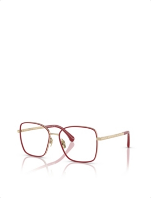 Pre-owned Chanel Womens Red Ch2216j Square-frame Metal Optical Glasses