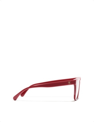 Pre-owned Chanel Womens Red Ch3392 Square-frame Optical Sunglasses