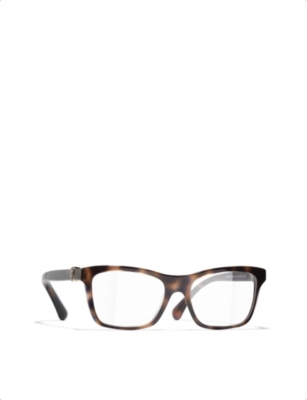 Pre-owned Chanel Womens Brown Ch3465 Rectangle-frame Acetate Glasses