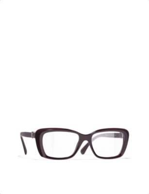 Pre-owned Chanel Womens Red Ch3467 Rectangle-frame Acetate Glasses
