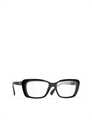 Pre-owned Chanel Womens Black Ch3467 Rectangle-frame Acetate Glasses