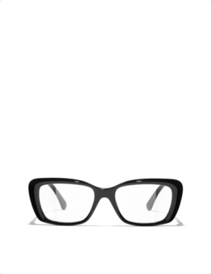 Pre-owned Chanel Womens Black Ch3467 Rectangle-frame Acetate Glasses
