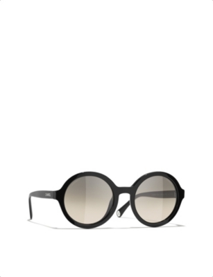 Pre-owned Chanel Womens Black Ch5522u Round-frame Acetate Sunglasses