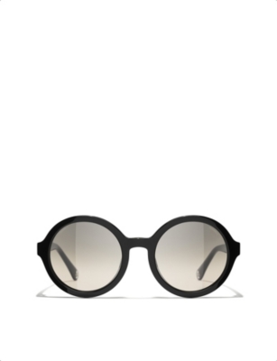 Pre-owned Chanel Womens Black Ch5522u Round-frame Acetate Sunglasses