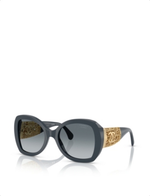 Pre-owned Chanel Womens Ch5531 Butterfly-frame Acetate Sunglasses Green