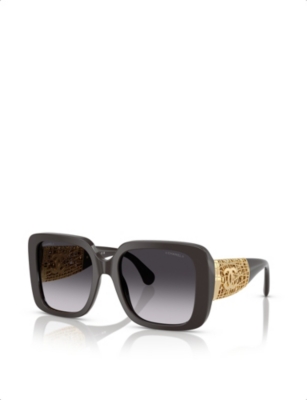 Pre-owned Chanel Womens Brown Square-frame Acetate Sunglasses