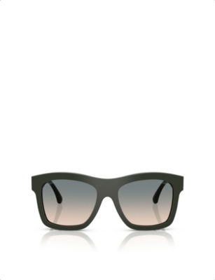 Pre-owned Chanel Womens Ch5533 Square-frame Acetate Sunglasses Green