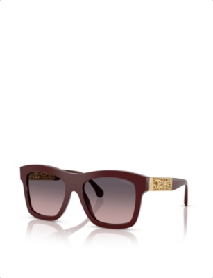 Pre-owned Chanel Womens Ch5533 Square-frame Acetate Sunglasses Red