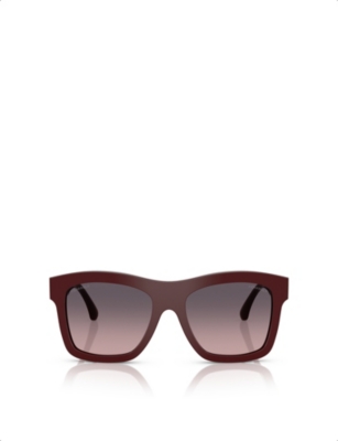 Pre-owned Chanel Womens Ch5533 Square-frame Acetate Sunglasses Red
