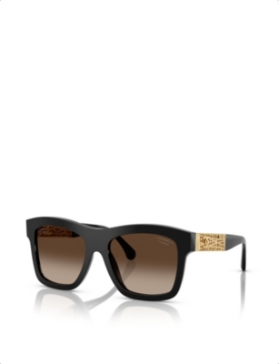 Pre-owned Chanel Womens  Ch5533 Polarised Square-frame Acetate Sunglasses In Black