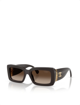Pre-owned Chanel Womens Ch5534 Polarised Rectangle-frame Acetate Sunglasses Brown