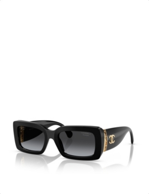 Pre-owned Chanel Womens  Ch5534 Polarised Rectangle-frame Acetate Sunglasses In Black
