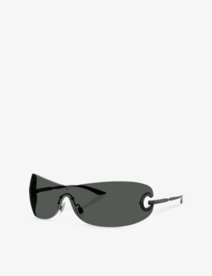 Dolce & Gabbana Womens Dg2308 Shield-frame Metal Sunglasses Black In Black