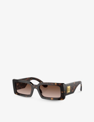 Dolce & Gabbana Womens Brown Dg4416 Rectangle-frame Tortoiseshell Acetate Sunglasses In Brown