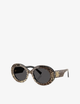 Dolce & Gabbana Womens Black Dg4448 Leopard-print Acetate Sunglasses In Black