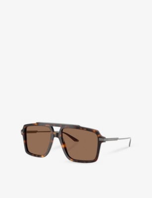 Dolce & Gabbana Womens Brown Dg4477 Pilot-frame Tortoiseshell Acetate Sunglasses In Brown