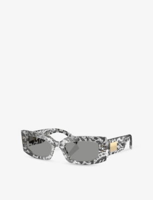 Dolce & Gabbana Womens Dg4479 Rectangle-frame Tortoiseshell Acetate Sunglasses Black In Black