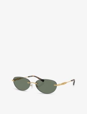 Michael Kors Womens Mk1151 Manchester Rimless Metal Sunglasses Green In Green