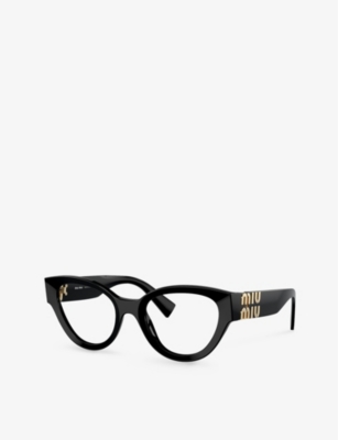 Miu Miu Womens Black Mu 01vv Phantos-frame Acetate Optical Glasses In Black