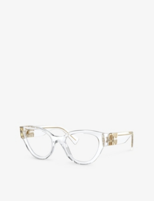 Miu Miu Womens Clear Mu 01vv Phantos-frame Acetate Optical Glasses In Clear