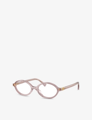 Miu Miu Mu 01xv Oval Acetate And Plastic Optical Glasses