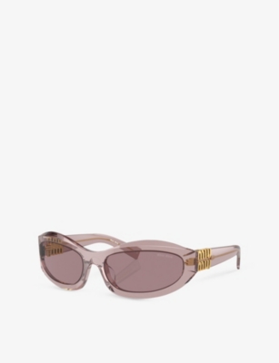 Miu Miu Womens Mu 14zs Irregular-frame Acetate Sunglasses Purple In Purple