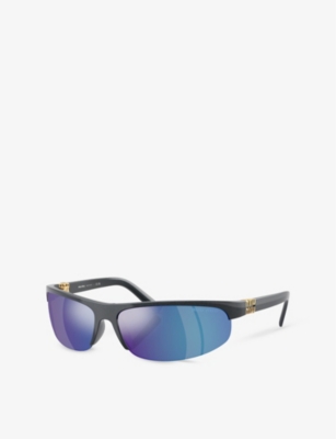 Miu Miu Womens Mu A02s Oval-frame Injected Sunglasses Grey In Grey