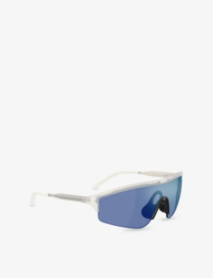 Oliver Peoples Womens Brown Ov5560s R-7 Irregular-frame Injected Sunglasses In Blue