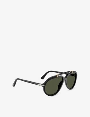 Persol Womens Black Po0202s Pilot-frame Acetate Sunglasses In Black