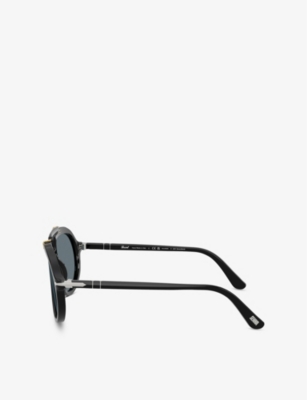 PERSOL WOMENS BLACK PO0202S SENNA PILOT-FRAME POLARISED ACETATE SUNGLASSES