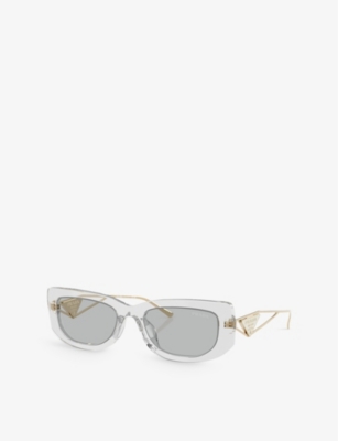 Prada Womens Grey Pr 14ys Transparent Rectangle-frame Acetate Sunglasses In Grey