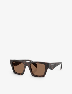 Prada Womens Brown Pr A06s Square-frame Tortoise Acetate Sunglasses In Brown