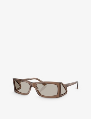Prada Womens Brown Pr B03s Rectangle-frame Acetate Sunglasses In Brown