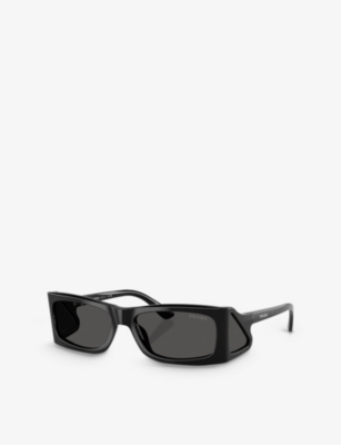 PRADA WOMENS BLACK PR B03S RECTANGLE-FRAME ACETATE SUNGLASSES 