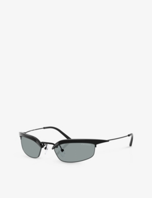 PRADA: PR B50S Rectangle-Frame Metal Sunglasses