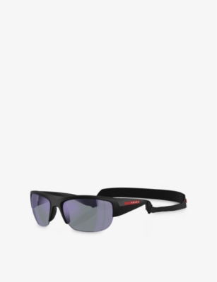 Prada Womens A01s Pillow-frame Nylon Sunglasses Black In Black