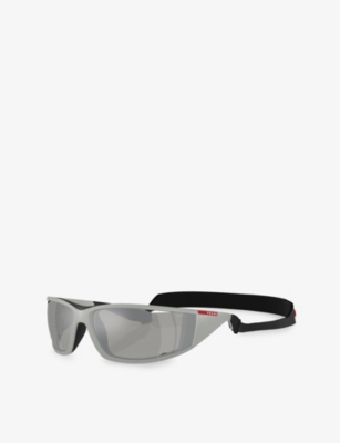 PRADA WOMENS GREY PSA04S RECTANGLE-FRAME INJECTED SUNGLASSES 