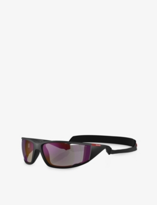 PRADA WOMENS BLACK PS A04S RECTANGLE-FRAME NYLON SUNGLASSES 