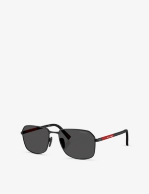 PRADA WOMENS BLACK PR A51S SQUARE-FRAME METAL SUNGLASSES 