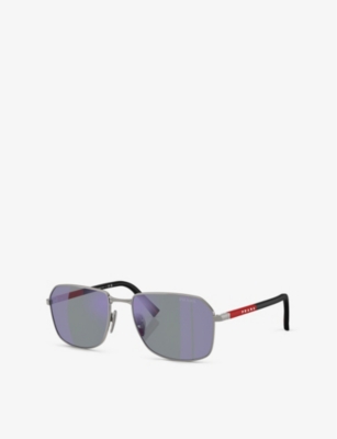 Prada Womens Silver Pr A51s Square-frame Metal Sunglasses In Silver