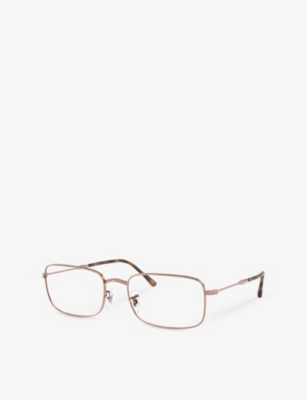 Ray Ban Womens Rx3746v Rectangular-frame Metal Optical Glasses Brown In Brown