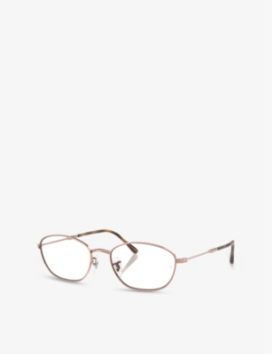 Ray Ban Womens Rx3749v Irregular-frame Metal Optical Glasses Brown In Brown