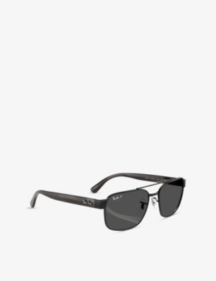 Ray Ban Womens Rb3751ch Square-frame Metal Sunglasses Black In Black