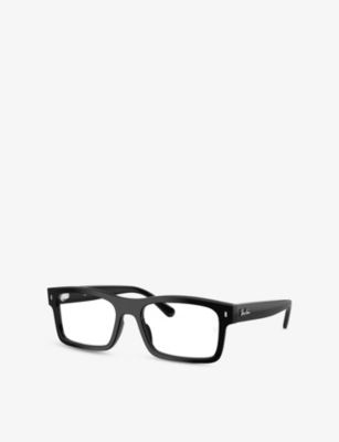 Ray Ban Womens Rx5435 Rectangle-frame Acetate Eyeglasses Black In Black