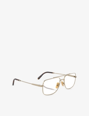 Ray Ban Womens Black Rx8797 William Rectangle-frame Titanium Sunglasses In Gold
