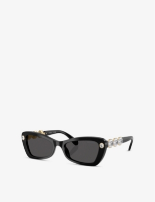 Swarovski Crystal-embellished Rectangle Sunglasses In Black