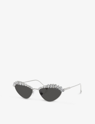 Swarovski Womens Silver Sk7009 Irregular-frame Metal Sunglasses In Silver