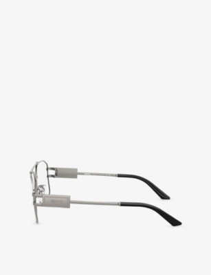 Versace Womens Silver 0ve1302 Rectangle Clear Metal Glasses