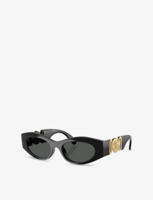 Versace Womens Black Ve4480u Oval-frame Acetate Sunglasses In Black